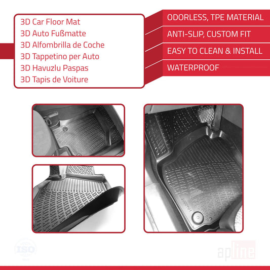 Kompatibel mit Skoda Superb 3 (3V) Pre-Facelift 2015-2019 4D Gummimatten Schwarz