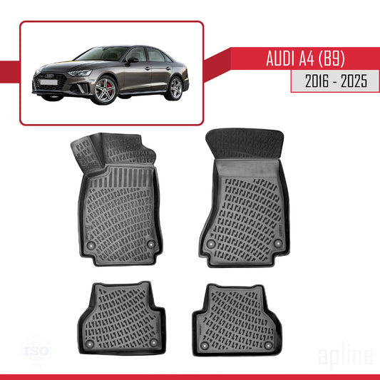 Kompatibel mit A4 (B9) 2016-2025 4D Gummimatten Schwarz