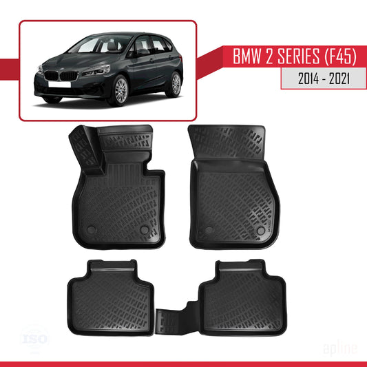 Kompatibel mit BMW 2er Serie (F45) Active Tourer 2014-2021 4D Gummimatten Schwarz