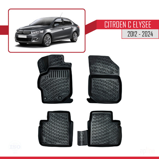 Kompatibel mit Citroen C-Elysee 2012-2024 4D Gummimatten Schwarz
