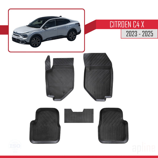 Kompatibel mit Citroen C4X (Elektrik) 2023-2025 4D Gummimatten Schwarz