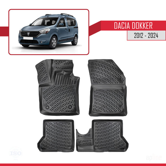 Kompatibel mit Dacia Dokker (K67) 2012-2024 4D Gummimatten Schwarz