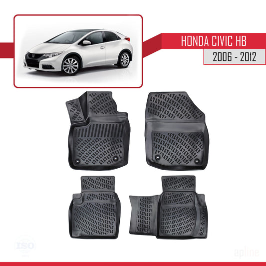 Kompatibel mit Honda Civic HB 2012-2015 4D Gummimatten Schwarz