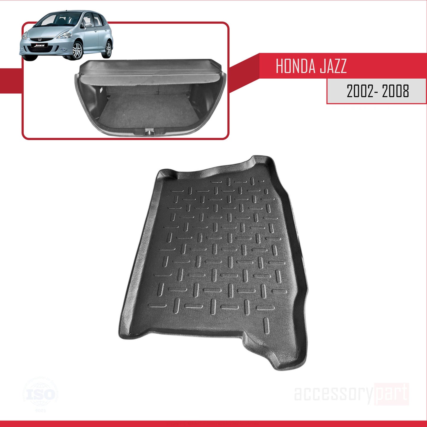 Kompatibel mit Honda Jazz (GD) 2002-2008 Flexibel Kofferraumwanne Laderaumwanne Schwarz