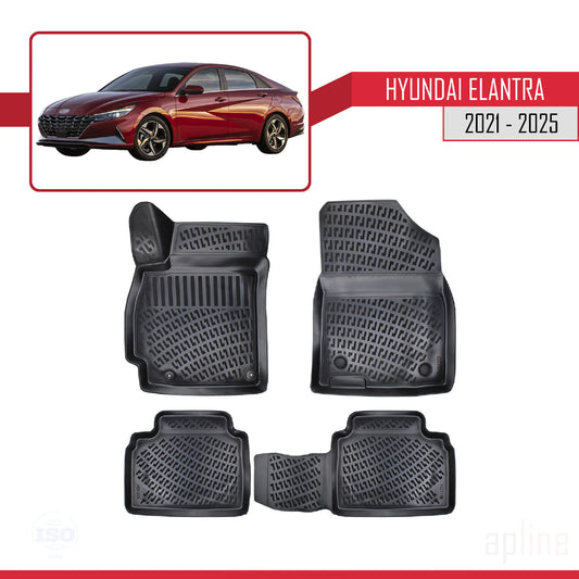 Kompatibel mit Hyundai Elantra 7 2021-2025 4D Gummimatten Schwarz