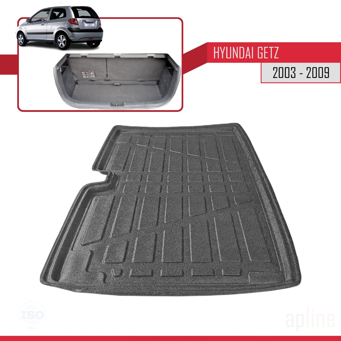 Kompatibel mit Hyundai Getz 2003-2009 Flexibel Kofferraumwanne Laderaumwanne Schwarz