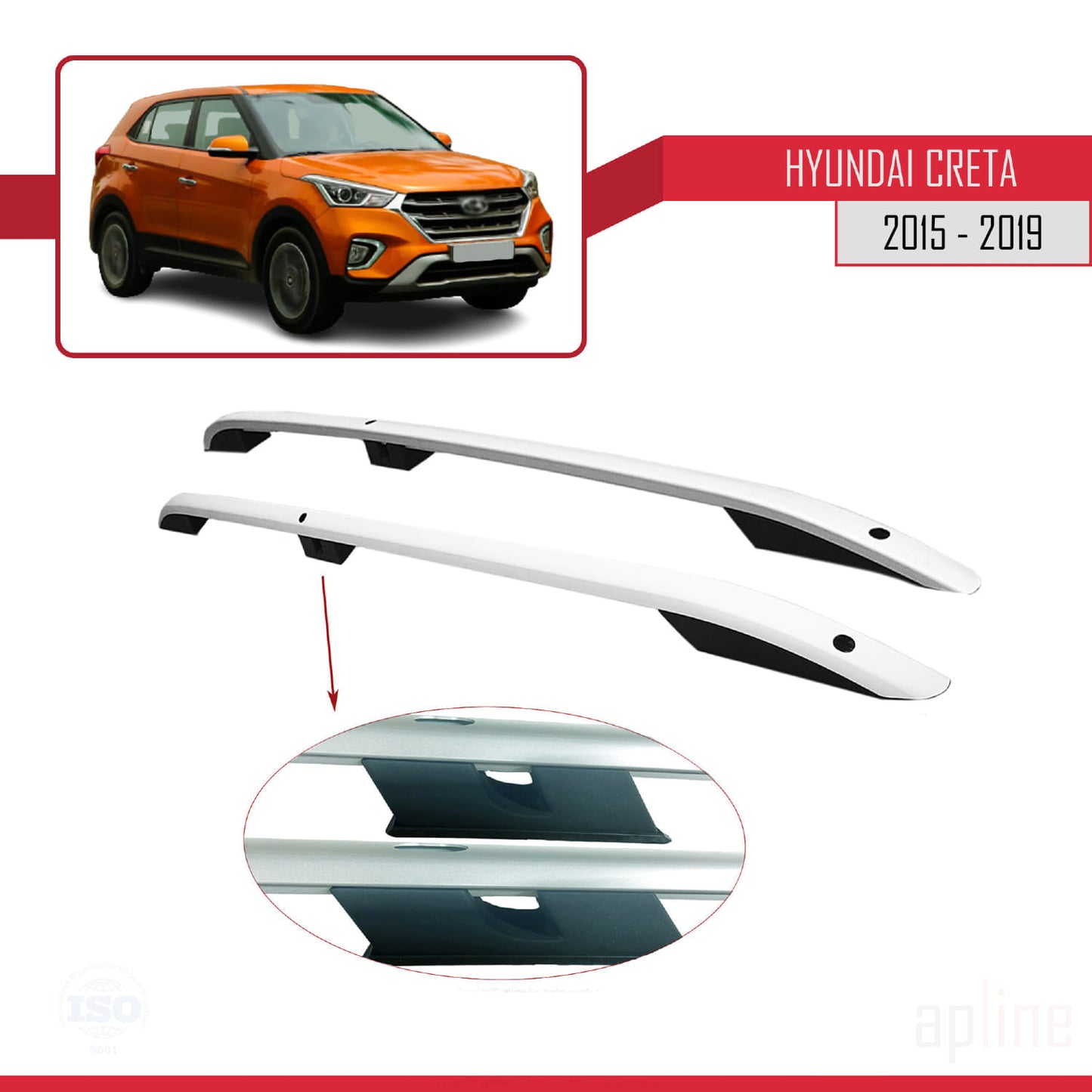 Compatible avec Hyundai Creta 2015-2019 (Empattement Court L1/H1) Rails de Toit Porte-bagages sur le Toit (Modèle Adhésif) Gris