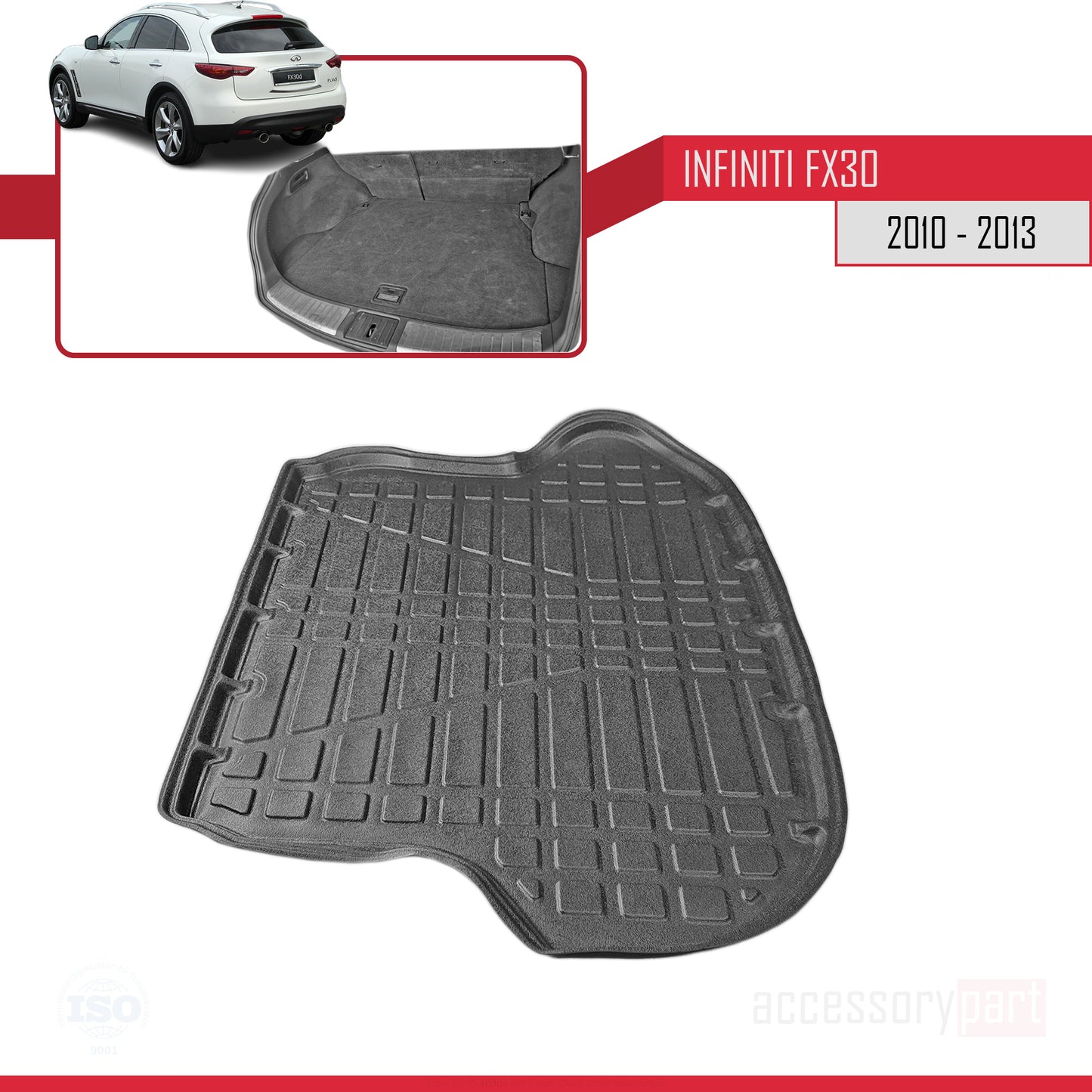 Kompatibel mit Infiniti FX30d 2010-2013 Flexibel Kofferraumwanne Laderaumwanne Schwarz