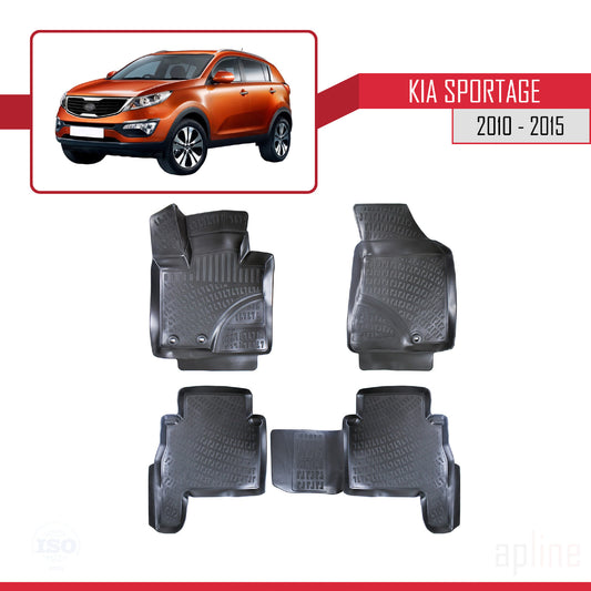 Kompatibel mit Kia Sportage 3 (SL) 2010-2015 4D Gummimatten Schwarz