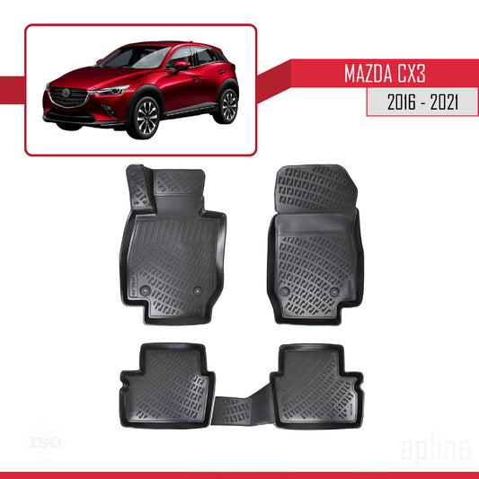 Kompatibel mit Mazda CX-3 (DK) 2016-2021 4D Gummimatten Schwarz