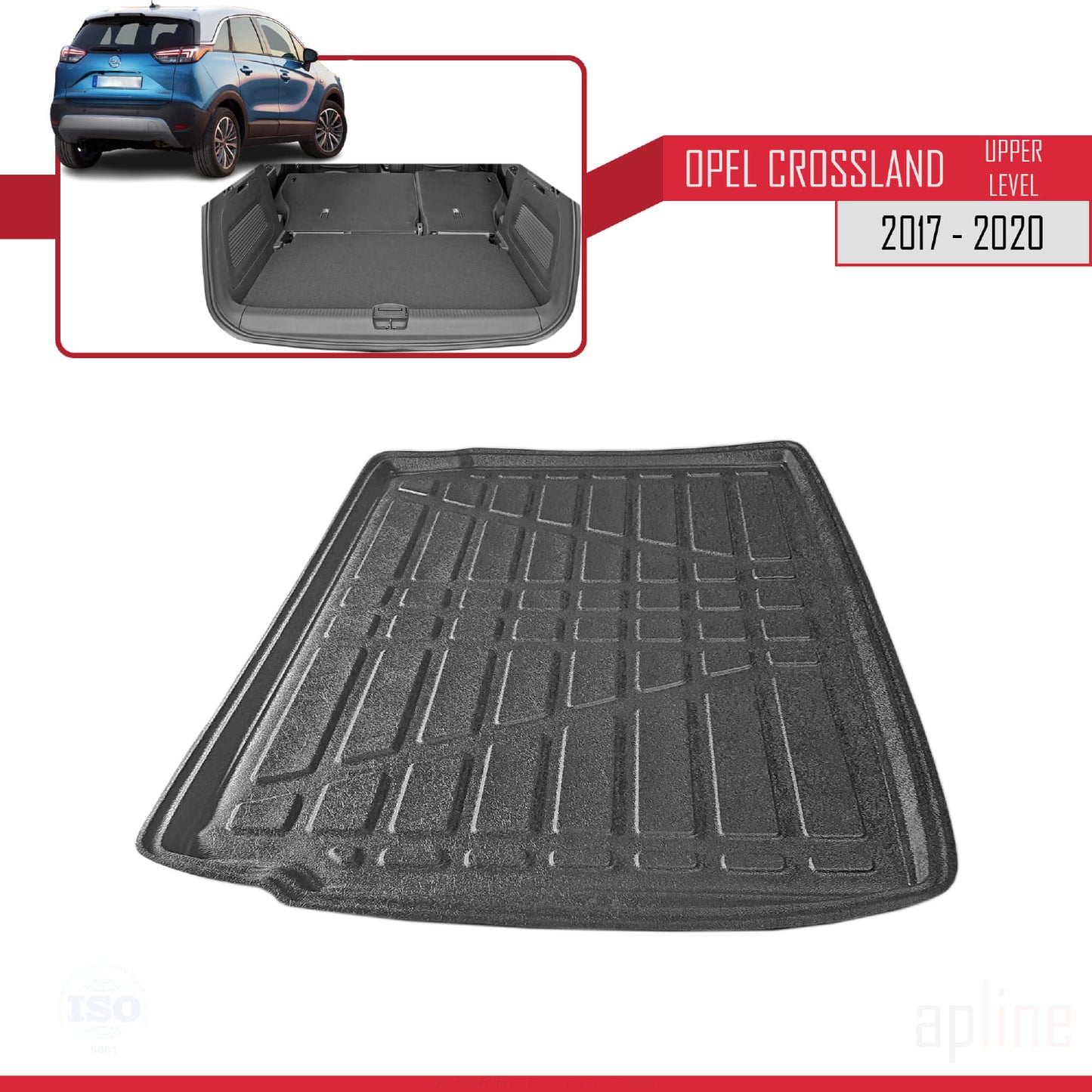 Compatible avec Opel Crossland X 2017-2020 Flexible Tapis de Coffre Plancher de Chargement Supérieur Noir