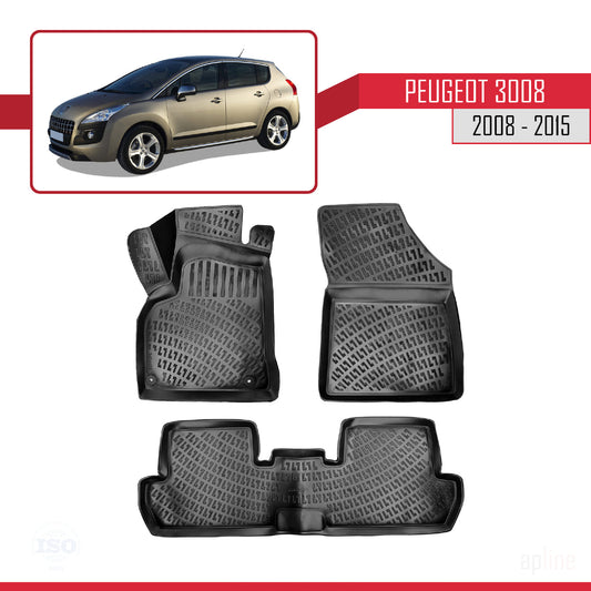 Kompatibel mit Peugeot 3008 (T84) 2008-2015 4D Gummimatten Schwarz