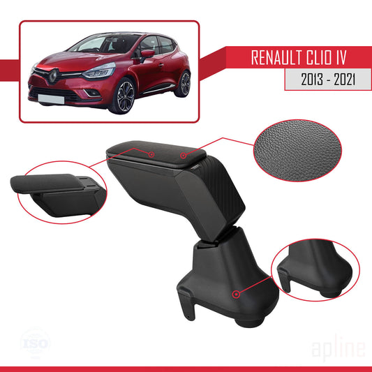 Kompatibel mit Renault Clio 4 2013-2020 Auto Mittelkonsole Kunstleder Armlehne Schwarz