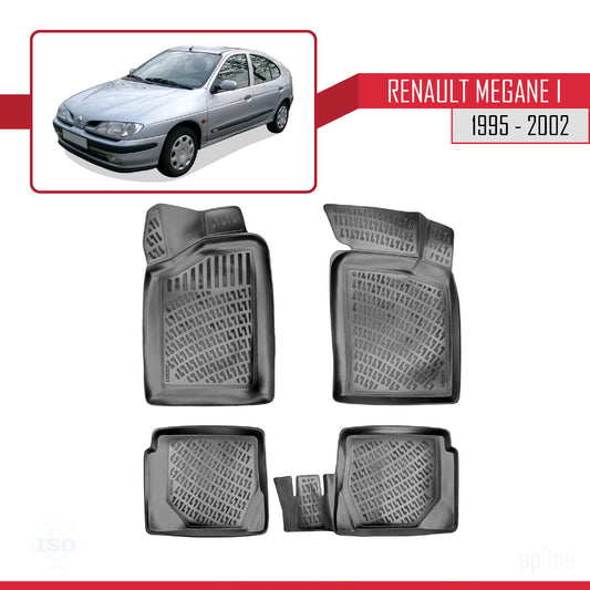 Kompatibel mit Renault Megane 1995-2001 4D Gummimatten Schwarz