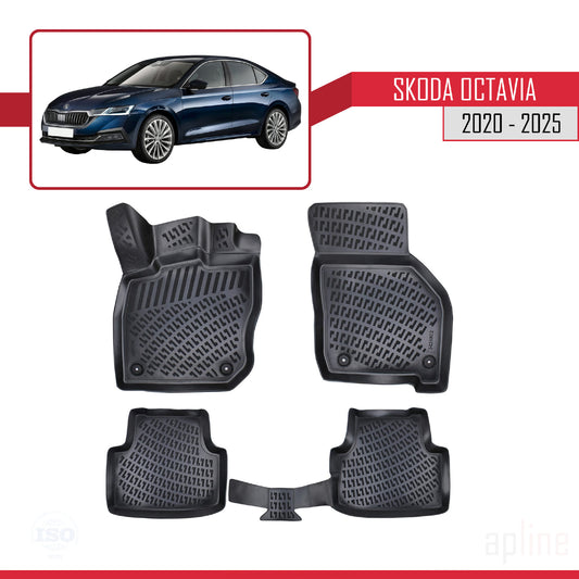 Kompatibel mit Skoda Octavia 4 (NX) 2020-2025 4D Gummimatten Schwarz