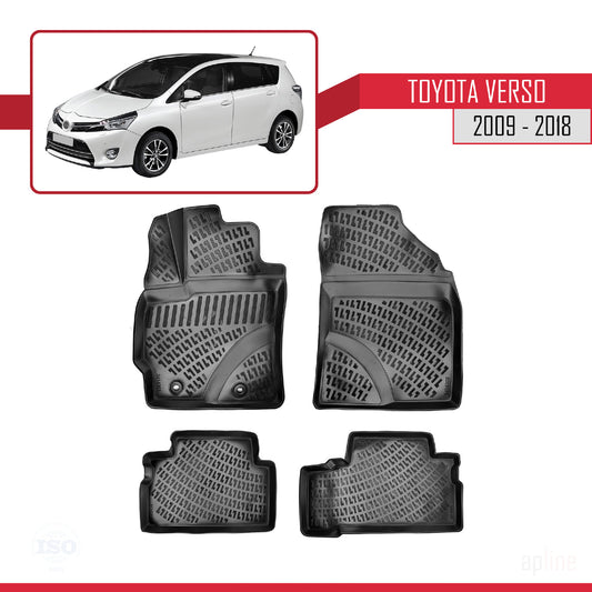 Kompatibel mit Toyota Verso (AR20) 2009-2018 4D Gummimatten Schwarz