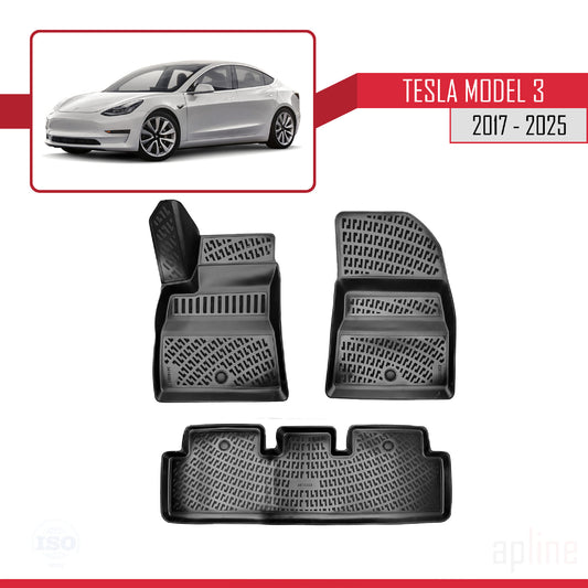 Kompatibel mit Tesla Model 3 2017-2025 4D Gummimatten Schwarz