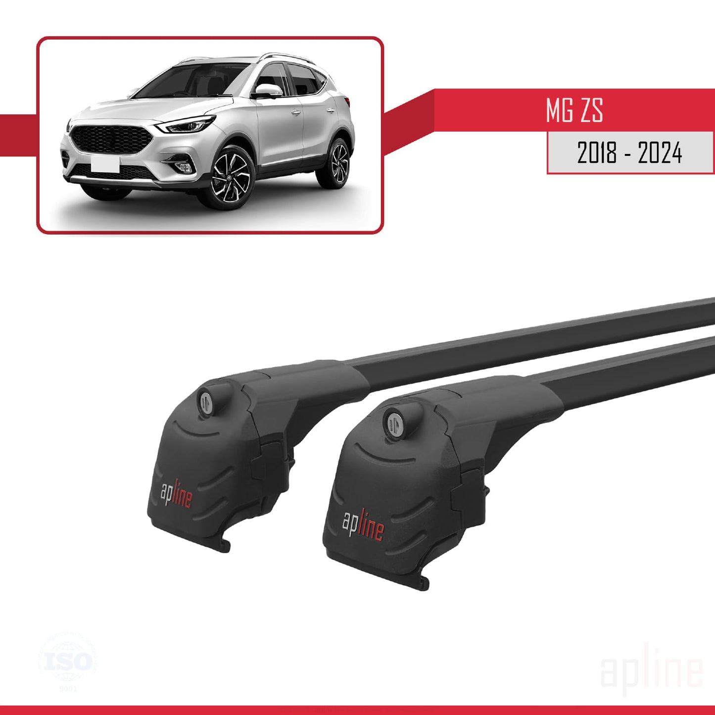 Compatible avec MG ZS 2018-2024 ACE-2 Barres de Toit Railing Porte-Bagages de Voiture Noir Aluminium 2 Barres