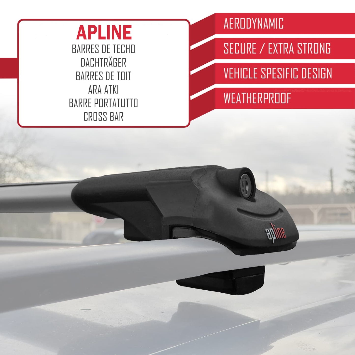 Compatible with Mercedes GLB Class (X247) 2020-2025 ACE-1 Car Roof Rack Cross Bar Grey Aluminium 3 Bars