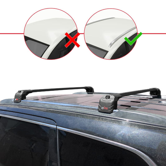 Kompatibel mit Jeep Grand Cherokee 4 (WK2) 2011-2020 ACE-2 Relingträger Dachträger Auto Gepäckträger Schwarz Aluminium 2 Stangen