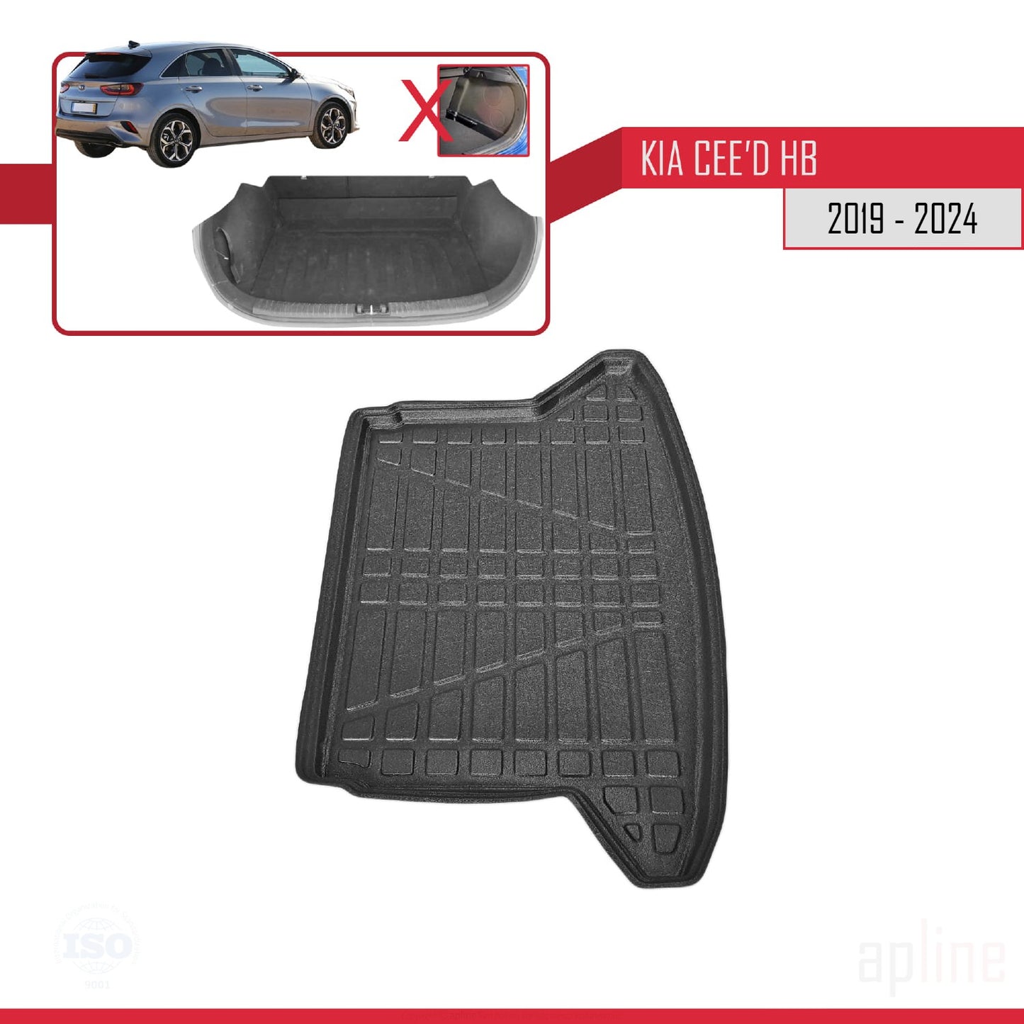 Tapis de Coffre pour Kia Ceed Hayon 2019-2022 Flexible NOIR