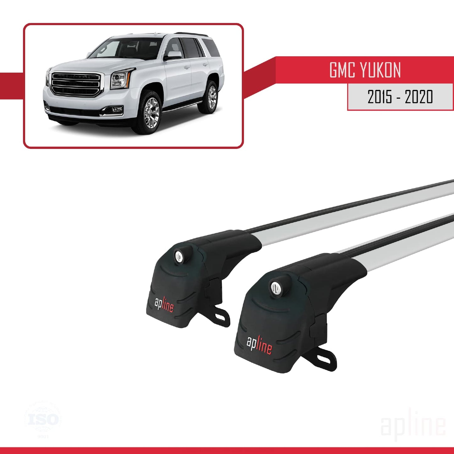 Kompatibel mit GMC Yukon 2015-2020 ACE-2 Dachreling Gepäckträger Graues Aluminium 2 Stangen