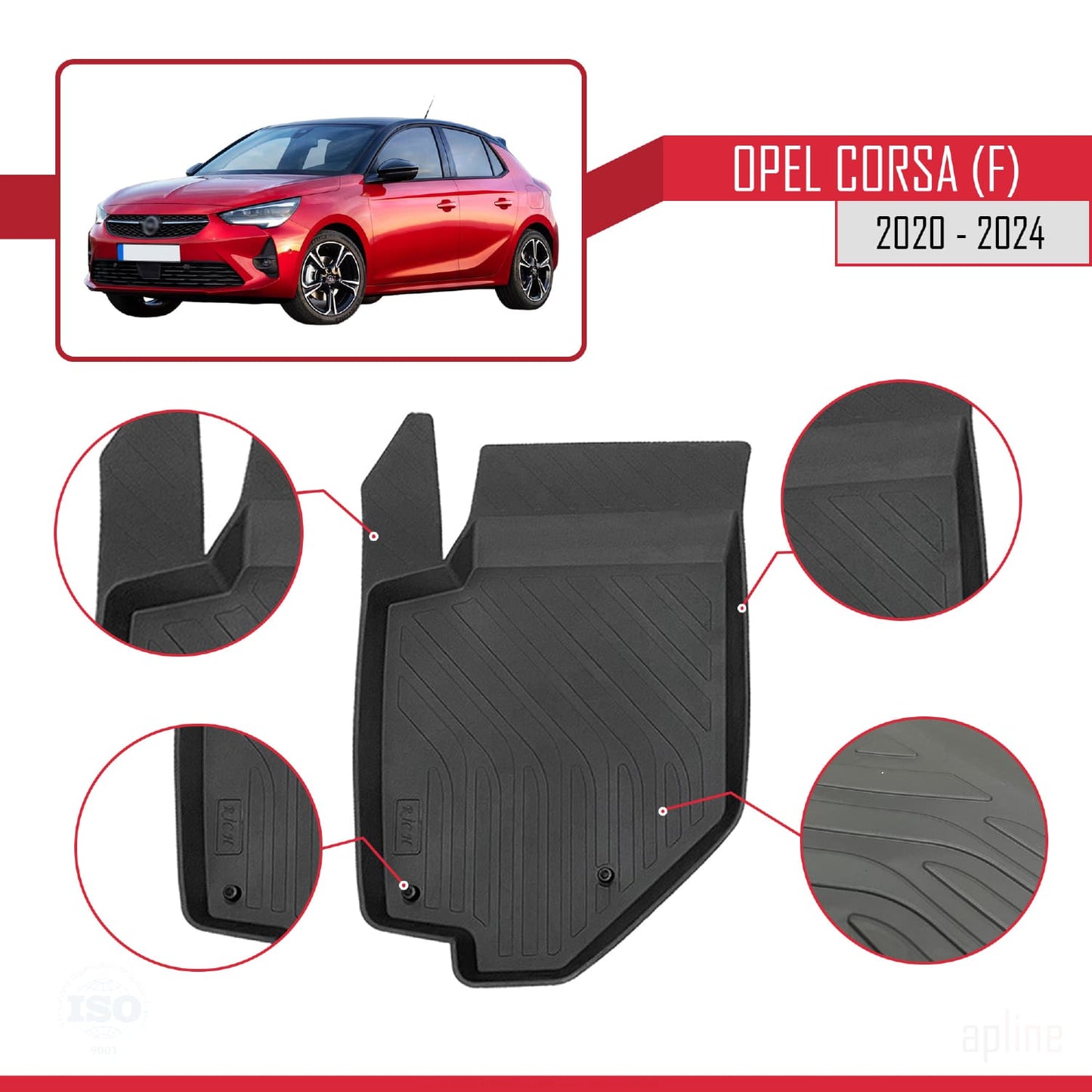 Kompatibel mit Opel Corsa F (P2JO) 2020-2025 4D Gummimatten Schwarz