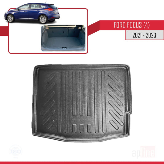 Kompatibel mit Ford Focus 3 (C346) HB Post-Facelift 2015-2018 Flexibel Kofferraumwanne Laderaumwanne Schwarz