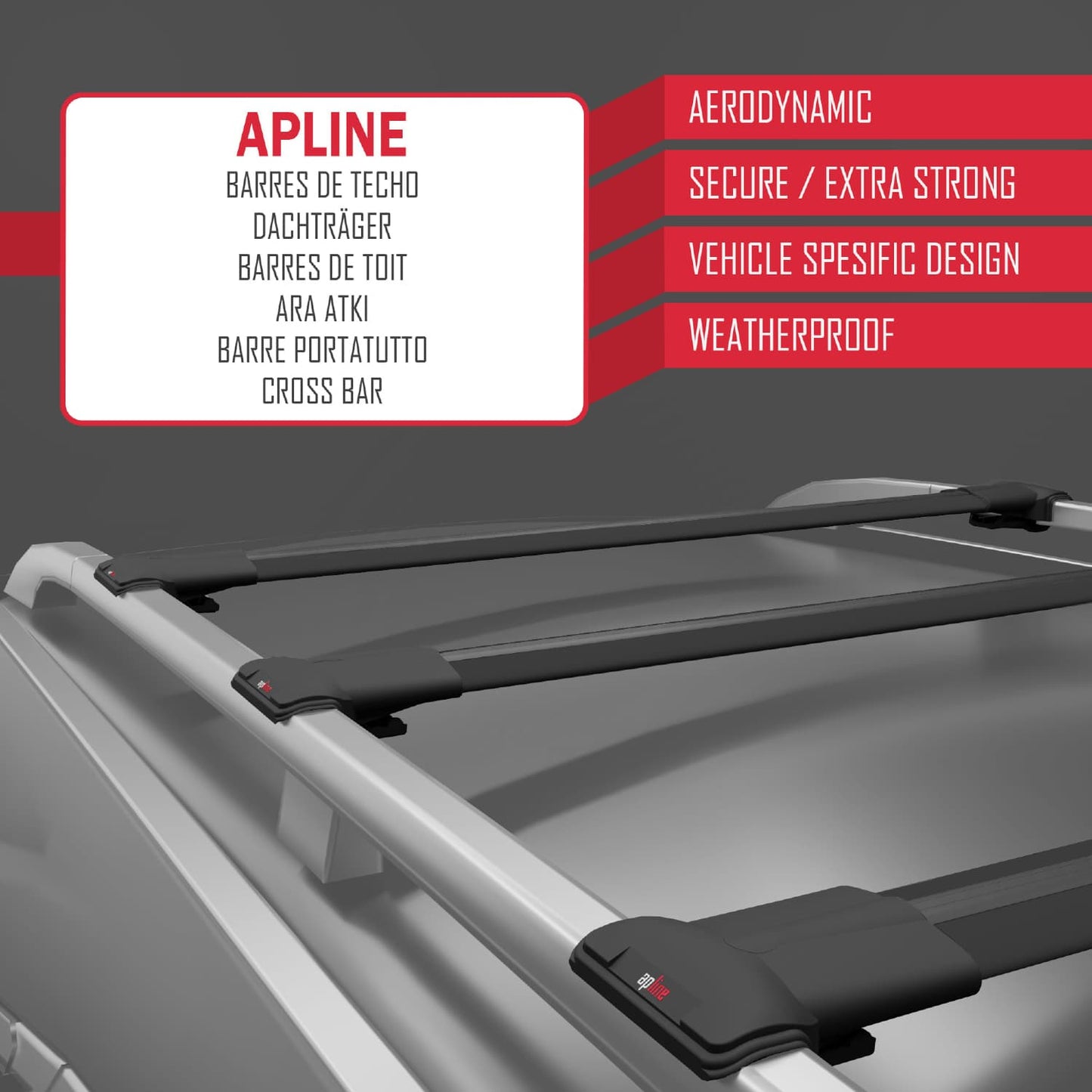 Compatible with Kia Mohave 2 (HM2) 2020-2024 FLY Model Car Roof Rack Cross Bar Black Aluminium 3 Bars