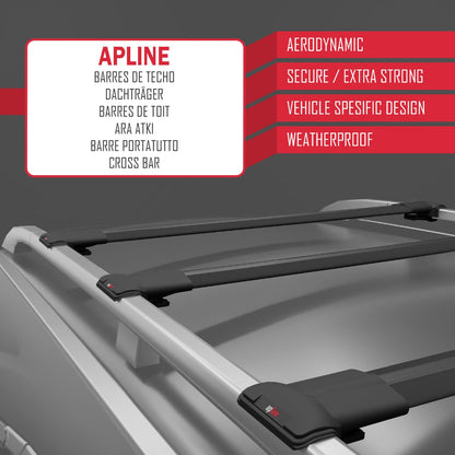 Kompatibel mit BMW 5er (E61) Touring 2004-2010 FLY Modell Dachgepäckträger, schwarzes Aluminium, 3-Stangen