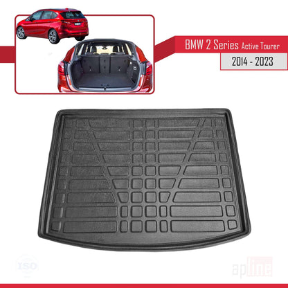Compatible avec BMW Série 2 (F45) Active Tourer 2014-2021 Flexible Tapis de Coffre Plancher de Chargement Noir