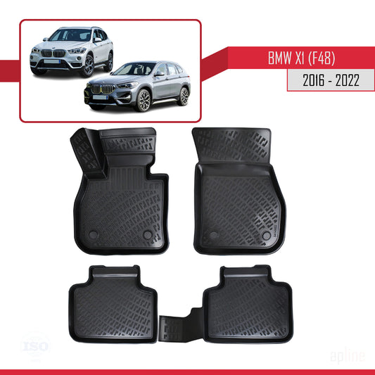 Kompatibel mit BMW X1 (F48) 2016-2022 4D Gummimatten Schwarz