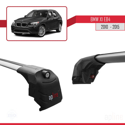 Kompatibel mit BMW X1 (E84) 2010-2015 ACE-2 Dachgepäckträger, Reling, Gepäckträger, graues Aluminium, 2 Stangen