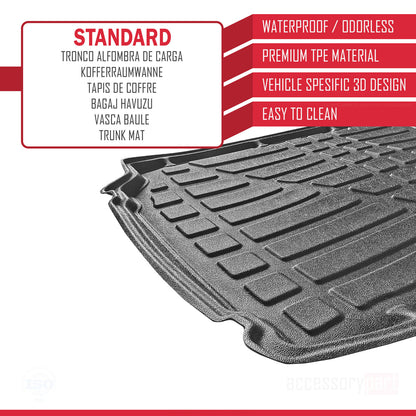 Compatible avec Renault Kangoo 2 (X61) Multix Authentique 2007-2011 Flexible Tapis de Coffre Plancher de Chargement Noir