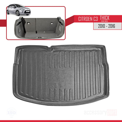 Compatible avec Citroen C3 Aircross Based Model 2010-2016 Flexible Tapis de Coffre Plancher de Chargement Noir