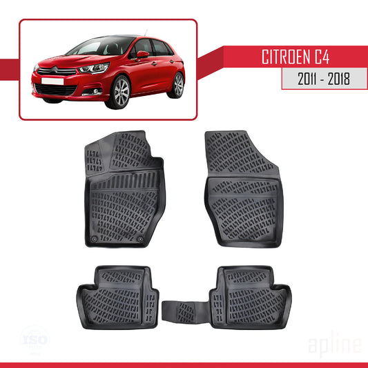 Kompatibel mit Citroen C4 II (B7) 2011-2018 4D Gummimatten Schwarz