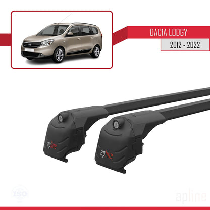 Compatible avec Dacia Lodgy (J92) 2012-2022 ACE-2 Barres de Toit Railing Porte-Bagages de Voiture Noir Aluminium 2 Barres