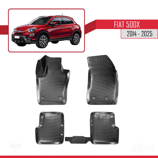 Kompatibel mit Fiat 500 X 2014-2025 4D Gummimatten Schwarz