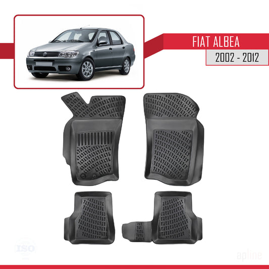 Kompatibel mit Fiat Albea 2002-2012 4D Gummimatten Schwarz