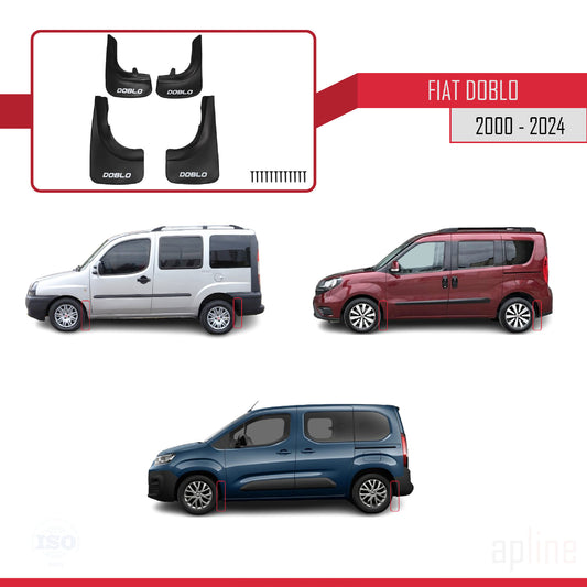 Compatible avec Fiat Doblo 2000-2024 Jeu de Bavettes Garde-boue Avant et Arrière de Voiture 4 Pcs Noir