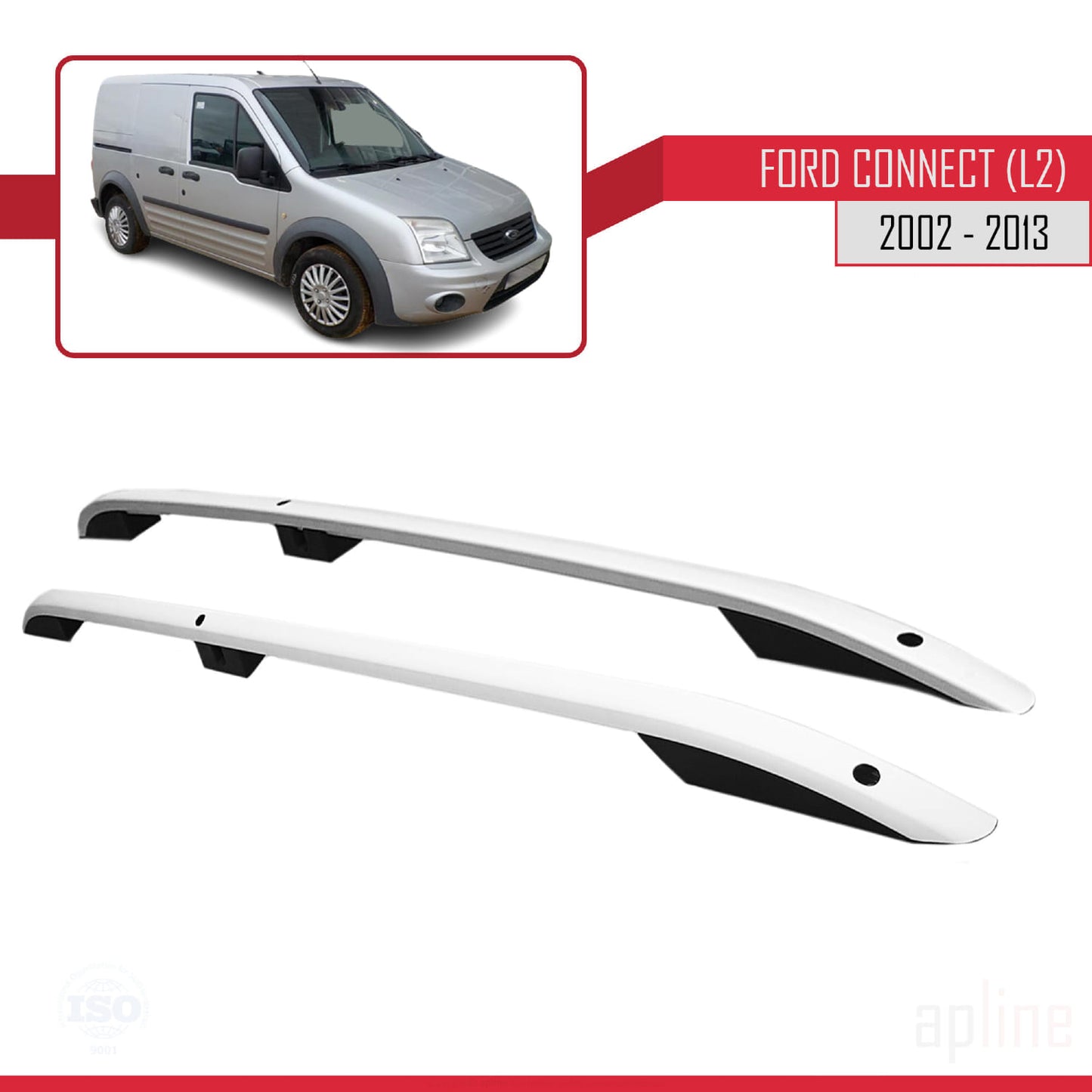 Kompatibel mit Ford Transit/Tourneo Connect 2002–2013 (langer Radstand L2/H1) Dachreling, Dachgepäckträger, Grau
