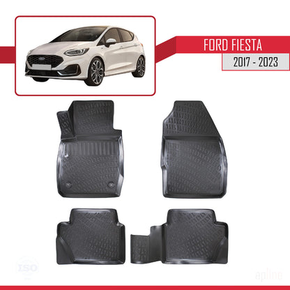 Passend für Ford Fiesta 7 2017-2023 4D Schwarze Gummifußmatten
