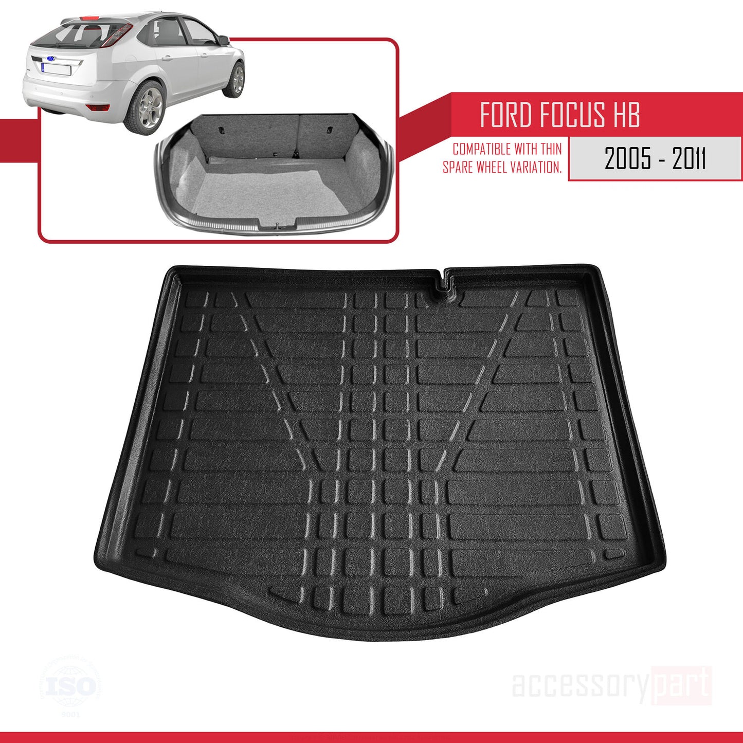 Kofferraumwanne für Ford Focus 2 Schrägheck 2005-2011 Laderaumwanne SCHWARZ