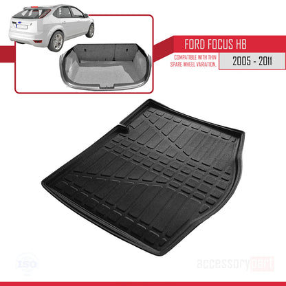 Kofferraumwanne für Ford Focus 2 Schrägheck 2005-2011 Laderaumwanne SCHWARZ