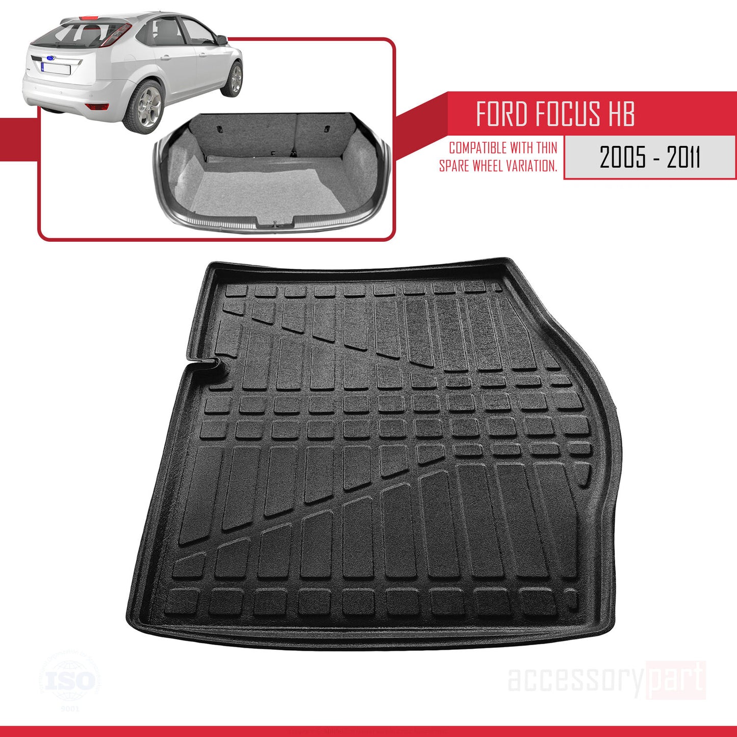 Kofferraumwanne für Ford Focus 2 Schrägheck 2005-2011 Laderaumwanne SCHWARZ