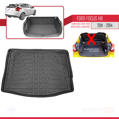 Kofferraumwanne für Ford Focus 3 Schrägheck 2011-2014 Laderaumwanne SCHWARZ