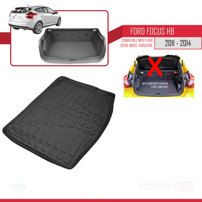 Kofferraumwanne für Ford Focus 3 Schrägheck 2011-2014 Laderaumwanne SCHWARZ
