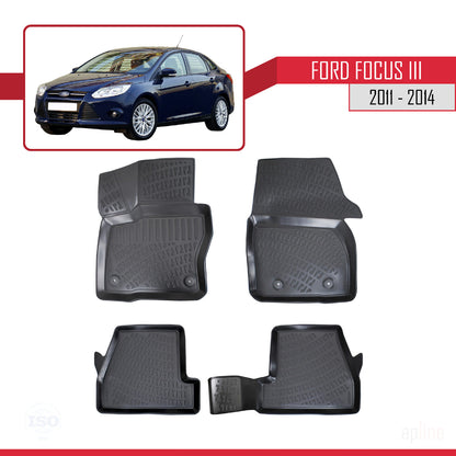 Passend für Ford Focus 3 (C346) Vor-Facelift 2011-2014, 4-türige Automatten, schwarz
