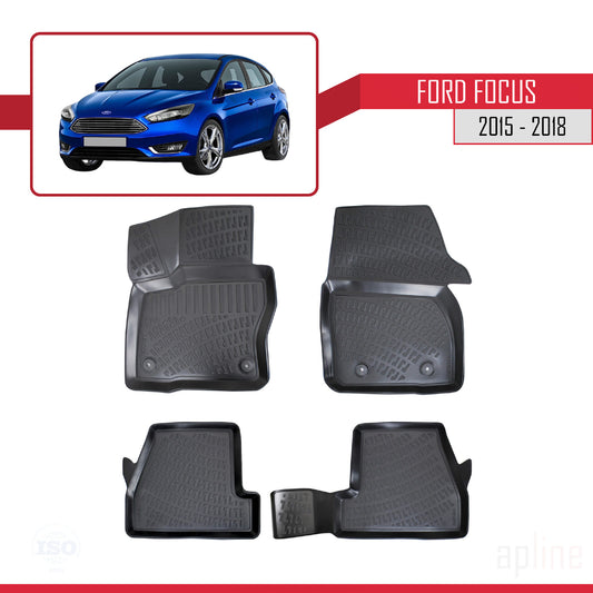 Kompatibel mit Ford Focus 3 (C346) Post-Facelift 2015-2018 4D Gummimatten Schwarz