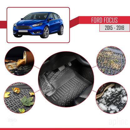 Passend für Ford Focus 3 (C346) nach Facelift 2015-2018, 4-türige Automatten, schwarz